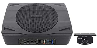 Rockville SS8P 8" Powered Under-Seat Car Subwoofer with RWK10 Amp Kit