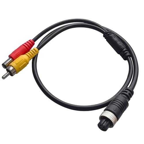 4-Pin to RCA Adapter Cable - M12 Adapter, AV DC Connector, Video Extension for Car Backup Camera (4-Pin Female to RCA+DC Male) - size: 4 pin Famale to rca+dc Male