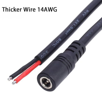 2Pcs 3FT 14AWG 15A 12V DC5.5mm x 2.1mm Female Power Pigtails Cable - style: DC5521 Female
