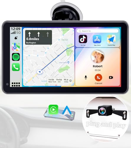 Portable Carplay Screen with Backup Camera - Bluetooth Fast Connects in 1s - size: 7.1'' Carplay Screen w/Backup Camera