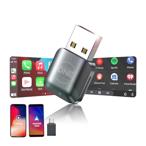 OneCarStereo Wireless CarPlay Adapter, Android Auto Wireless Adapter for iPhone & Android, Plug & Play, Fast Auto Reconnect, Convert Wired CarPlay to Wireless, for Cars with Factory Wired CarPlay