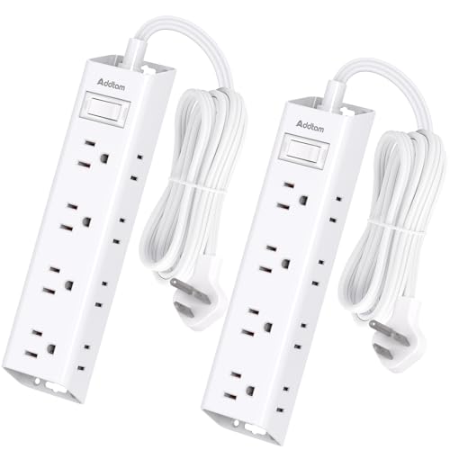 2 Pack Power Strip Surge Protector with 12 Outlets, Extension Cord 5FT - color: White, size: 5 Ft(2 Pack)