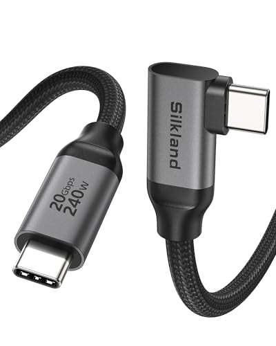 Silkland Long USB C Monitor Cable 90 Degree 15FT, 8K@30Hz 5K/4K@60Hz Output - size: 15 Feet