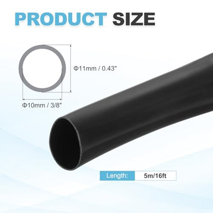 MECCANIXITY 5m PVC Cable Sleeve Tubing, 10mm 3/8" PVC Tube Black Cord Organizer Wire Shielding Sheathing Wrap - size: 5m x 10mm