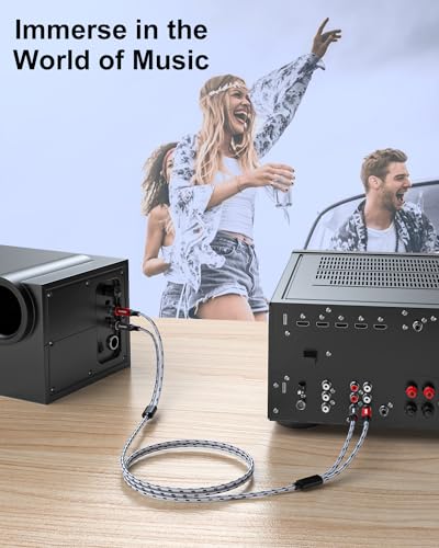 SNANSHI RCA Cables 25ft, Nylon Braided 2RCA to 2RCA Audio Cable Male to Male, Dual Shielded Hi-Fi Stereo Cord with Gold-Plated Connectors for Home Theater, Subwoofer, Amplifier, Receiver, Speaker - size: 25ft