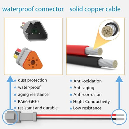 Deutsch DT Series 3 Pin Waterproof Connectors, 4Pairs 14 AWG Automotive Wiring Plug Kit for Truck, Boat, Car & LED Lights (3 Pin) - size: 3 Pin (4 pairs)