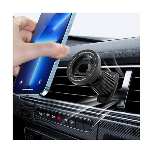 Car Phone Holder, Magnetic 360° Rotation Adjustable Vehicle Phone Mount Changer with Clip, Automotive Air Dashboard Vent Cellphone Holder, Universal for SUV RV Truck (Black) - color: Black