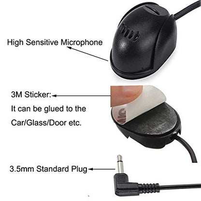 3.5mm Car Microphone with 9.85 Feet Assembly Cable Mic for Vehicle Head Unit Enabled Stereo GPS and DVD