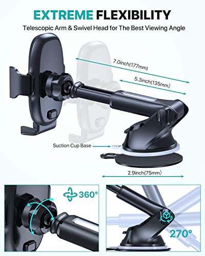 Miracase 3-in-1 Cell Phone Holders for Your Car, Universal Car Phone Holder Mount for Car Dashboard Air Vent Windshield Compatible with iPhone17 16 15 14 13 12 11 Pro Max Xs XR X, Galaxy