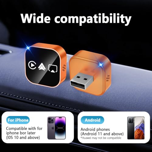 4‑in‑1 Wireless CarPlay Adapter, Convert Factory Wired CarPlay to Wireless CarPlay, Supports AirPlay & Android Screen Mirroring, Plug‑and‑Play, for Cars with Original Wired CarPlay - size: For Android