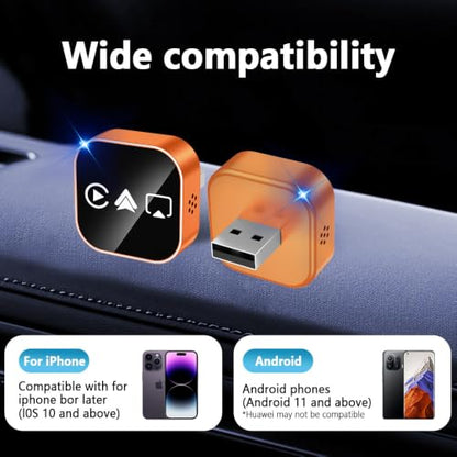 4‑in‑1 Wireless CarPlay Adapter, Convert Factory Wired CarPlay to Wireless CarPlay, Supports AirPlay & Android Screen Mirroring, Plug‑and‑Play, for Cars with Original Wired CarPlay - size: For Android