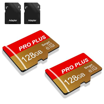 2 Pack TF Card 128GB with Adapter, High Speed Memory Card, UHS-I C10 A1 Memory TF Card for Tablet/Mobile Phone/Camera/Car Audio/Game Console (TF162 Red Gold 128GB) - color: TF162 Red Gold 128GB