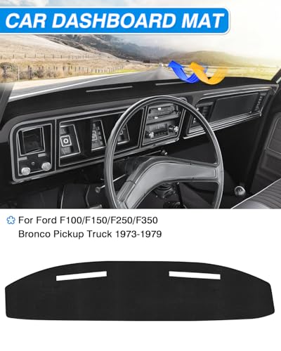 CARTIST Black Dash Cover for Ford F100/F150/F250/F350/Bronco 1973-1979 - size: Ford F100/F150/F250/F350/Bronco 1973-1979