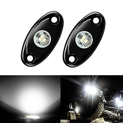 2 Pods LED Rock Lights, Ampper Waterproof LED Neon Underglow Light for Car Truck ATV UTV SUV Offroad Boat Underbody Glow Trail Rig Lamp (White) - color: White, size: 2 Pods