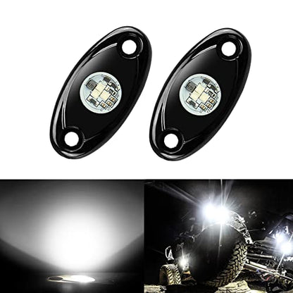 2 Pods LED Rock Lights, Ampper Waterproof LED Neon Underglow Light for Car Truck ATV UTV SUV Offroad Boat Underbody Glow Trail Rig Lamp (White) - color: White, size: 2 Pods