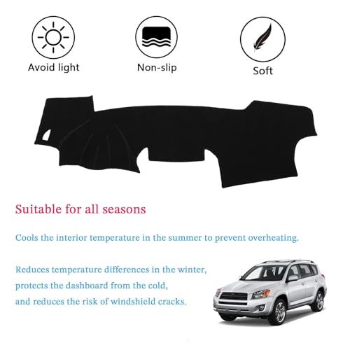 Dashboard Cover Suitable for Toyota RAV4 2006 2007 2008 2009 2010 2011 2012 Car Dashboard Cover Sun Visor Mat Non-Slip Polyester Dashboard Accessories (Black) - size: 2006-2012 For Toyota RAV4