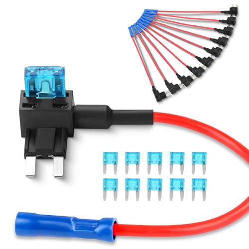 Nilight Fuse Holder Add-a-circuit Fuse TAP Adapter Mini ATM APM Blade Fuse Holder-10 Pack , 2 years Warranty - color: 10Pcs Mini