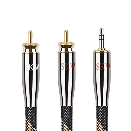 SKW Audiophile 3.5mm to Dual RCA Y Cable 32ft/10m, 1/8" TRS to 2RCA Cable - size: 10 meters