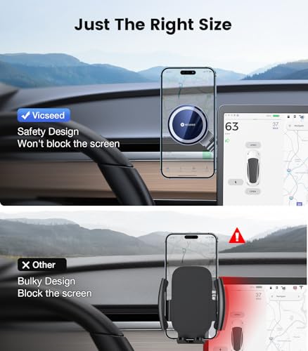 VICSEED Tesla Phone Mount【Strongest Magnet Power】 Foldable Hidden Tesla Phone Holder Fit for All Phones, Tesla Model 3/Y/Cybertruck Accessories, Tesla Model 3 Model Y for MagSafe Car Mount - Blue - color: Deep Blue