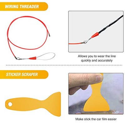 GOOACC 40Pcs Trim Removal Tool,Auto Terminal Removal Key Tool,Auto Clip Pliers Stereo Removal Tools,Car Upholstery Repair Removal Kit,Precision Hook and Pick Set,Wiring Threader,Car Film Scraper - color: Red