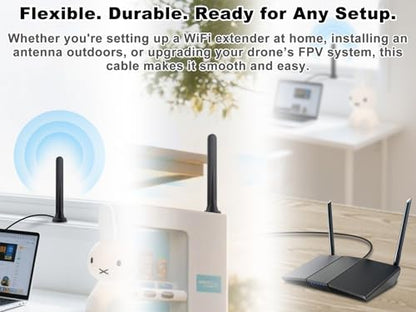 WiFi Antenna Extension Cable Upgraded 2pcs RP-SMA Male to RP-SMA Female Bulkhead Mount RG174 Cable 7m 23 feet for WiFi Router Security IP Camera Wireless Network Card Adapter - size: 23feet / 7m