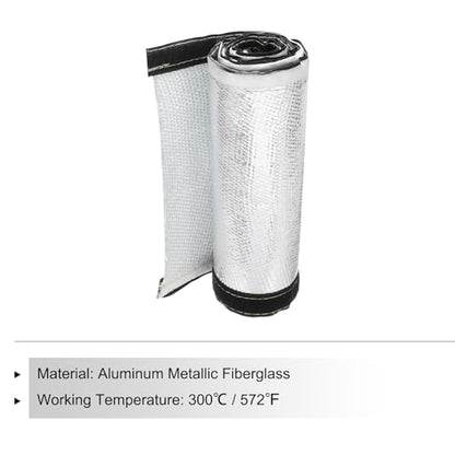 MECCANIXITY 1.5mm Heat Shroud Aluminized Sleeving 2 1/2" ID x 3.2FT Aluminum Metallic Fiberglass Heat Shroud for Fuel Lines Cables Electrical Wiring - size: 2 1/2" ID x 3.2FT