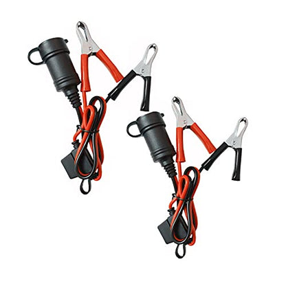 Cigarette Lighter Socket Battery Alligator Clamp - 2ft Battery Clips to Female Car Cigarette Lighter Socket Adapter Extension Cord 12v-24v Battery Clip-on Extension Cable with 15A Fuse (2)