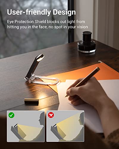 DEWENWILS USB Rechargeable Book Light for Reading in Bed, Warm White, Brightness Adjustable, LED Clip on Book Reading Lights, Perfect for Bookworms, Kids, Black - color: Black