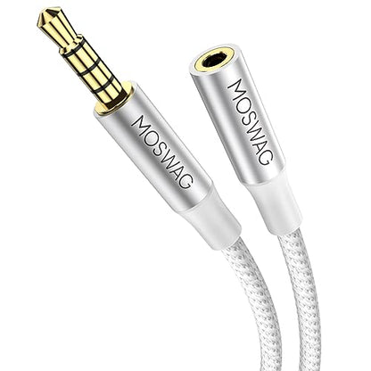 MOSWAG 3.28FT 3.5mm Male to Female Extension Cable with Microphone Stereo - color: White, size: 3.28 ft