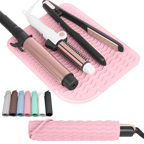 Larger Size Silicone Heat Resistant Mat for Hair Tools(12" x 9") - color: Pink
