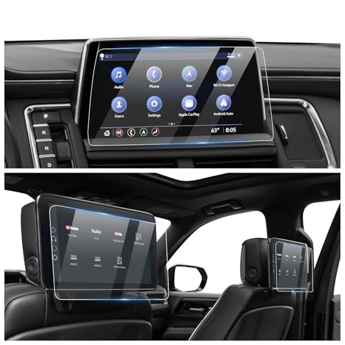 [Upgrade] 3 Pack 2021~2025 2026 Chevy Tahoe /Suburban /GMC Yukon Screen Protector [No Glare & Fingerprint] for 10.2-Inch Display & 12.6-Inch Rear Seat Media Touchscreen Tempered Glass Chevy Tahoe Accessories - color: Chevy Tahoe /Suburban /GMC Yukon
