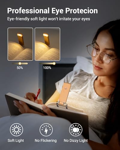 DEWENWILS USB Rechargeable Book Reading Light, Clip on Booklight Peach Fuzz - color: Peach Fuzz