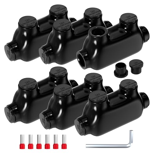 Joinfworld Insulated Inline Splice Connector 250CMC-6 Gauge Aluminum to Copper Wire Connectors Aluminum Wire Connectors Electrical Inline Splice Connector with 5/16" Slotted Allen Hex - 6 Pack - size: 250CMC-6 AWG