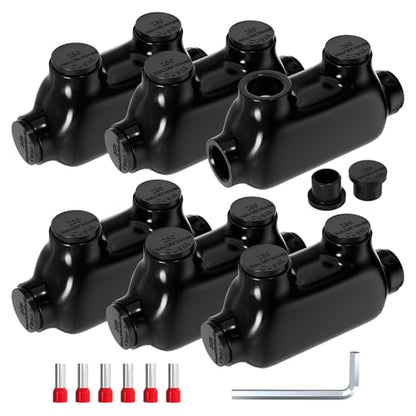 Joinfworld Insulated Inline Splice Connector 250CMC-6 Gauge Aluminum to Copper Wire Connectors Aluminum Wire Connectors Electrical Inline Splice Connector with 5/16" Slotted Allen Hex - 6 Pack - size: 250CMC-6 AWG