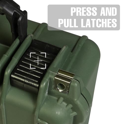 Jack Boss 14x 11.5x 6.5 Inch Hard Case, Portable Weather Waterproof Protective Camera Case with Customizable Foam, Fit Use of Drones, Camera, Equipments, Green - color: GREEN, size: 13.6x11.4x6 in