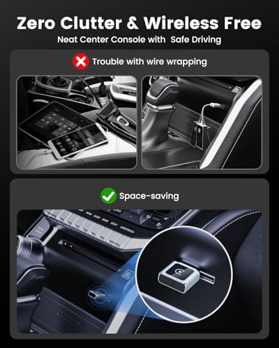 Wireless Carplay Adapter for Apple iPhone, Converts Wired to Wireless Mini CarPlay Kit with USB-C to USB-A Adapter for Cars from 2016 and iOS 10+ (Silver)