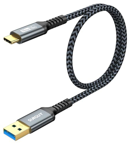 SUNGUY 10Gbps Android Auto USB C Cable, [2-Pack,1.5FT] 3A USB 3.1 Gen 2 Fast Charge & Data Transfer USB C CarPlay Cable, Compatible with iPhone 17/16/15 Pro Max, Galaxy S23 S22 Ultra Note 20, SSD - color: Grey, size: 1.5ft