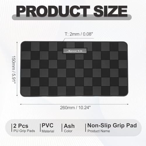 2 Pcs Car Dashboard Anti-Slip Mat, 10.2" x 5.9" Phone Grip Pad Non-Slip PVC Mat Anti-Skid Holder for Phone Keys Sunglasses Electronic Devices, Black-Grey - color: Black-Grey