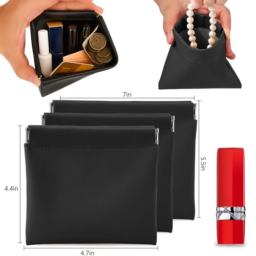 BUSOHA 3 Pack Small Makeup Bags for Purse - Coin Purse for Women - color: 3 PCS - Black
