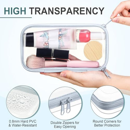 Sanwuta 6 Clear Hard Zipper Case, Blue-green, 7.48 x 3.94 x 2 Inch - color: Blue-green, size: 7.48 x 3.94 x 2 Inch