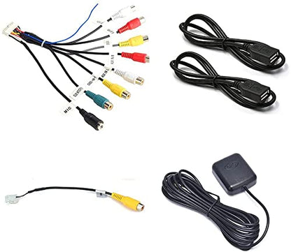 for Android Car Radio Stereo Power Cable RCA Video Audio CAM in Adapter USB Cables GPS Antenna Aftermarket Android Radio Accessory Harness Kit Set 16pin Test Power on Cable - style: Radio Accessories Set with 16PIN Cable