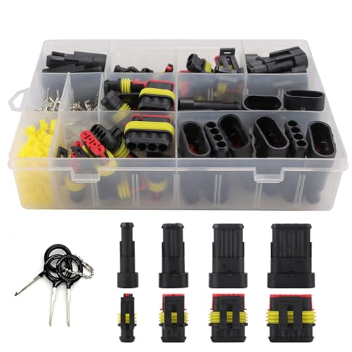 355Pcs 26 Sets Waterproof Automotive Wire Connectors - 1/2/3/4 Pin Connectors Male and Female for Cars Motorcycles & Boats - 22-16 AWG