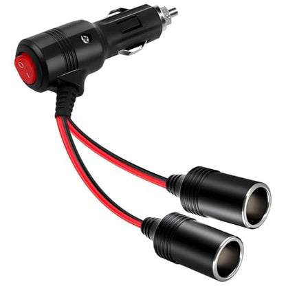 2in1 Car Charger Cigarette Lighter Splitter Adapter Fast Socket Car Charger with Switch for Phone Tablet