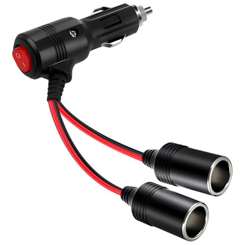 2in1 Car Charger Cigarette Lighter Splitter Adapter Fast Socket Car Charger with Switch for Phone Tablet