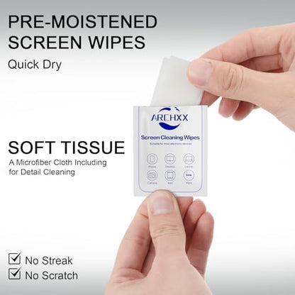 ARCHXX Screen Wipes for Electronics, 120 Count 6"x6" Pre-Moistened Screen Cleaner for Screens, Computer,Laptop,Tablet,Phone,Monitor,Car Screen Cleaner, Lens Wipes Individually Wrapped - size: 1 Count (Pack of 120)