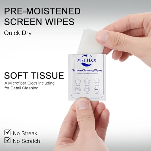 ARCHXX Screen Wipes for Electronics, 120 Count 6"x6" Pre-Moistened Screen Cleaner for Screens, Computer,Laptop,Tablet,Phone,Monitor,Car Screen Cleaner, Lens Wipes Individually Wrapped (Pack of 3) - size: 1 Count (Pack of 360)