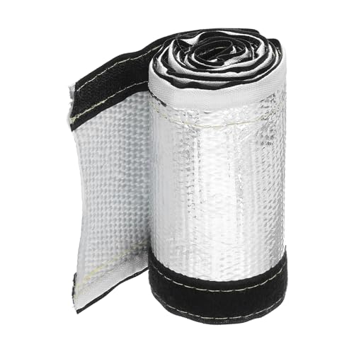 MECCANIXITY 1.5mm Heat Shroud Aluminized Sleeving 1" ID x 3.2FT Aluminum Metallic Fiberglass Heat Shroud for Fuel Lines Cables Electrical Wiring - size: 1" ID x 3.2FT