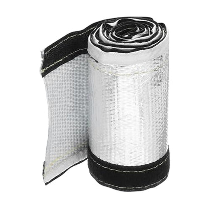 MECCANIXITY 1.5mm Heat Shroud Aluminized Sleeving 1" ID x 3.2FT Aluminum Metallic Fiberglass Heat Shroud for Fuel Lines Cables Electrical Wiring - size: 1" ID x 3.2FT