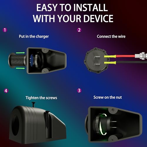 12V USB Charger Tent Panel Plastic Housing 2 PCS 1 Hole for USB Socket, DAMAVO Multiple Function Car DIY Accessories Boat ATV RV Marine 12V Socket Power Outlet for Cigarette Lighter Power Socket