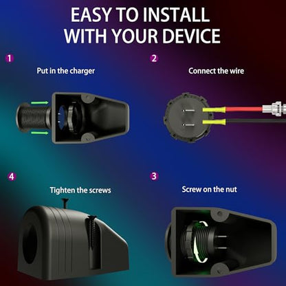 12V USB Charger Tent Panel Plastic Housing 2 PCS 1 Hole for USB Socket, DAMAVO Multiple Function Car DIY Accessories Boat ATV RV Marine 12V Socket Power Outlet for Cigarette Lighter Power Socket